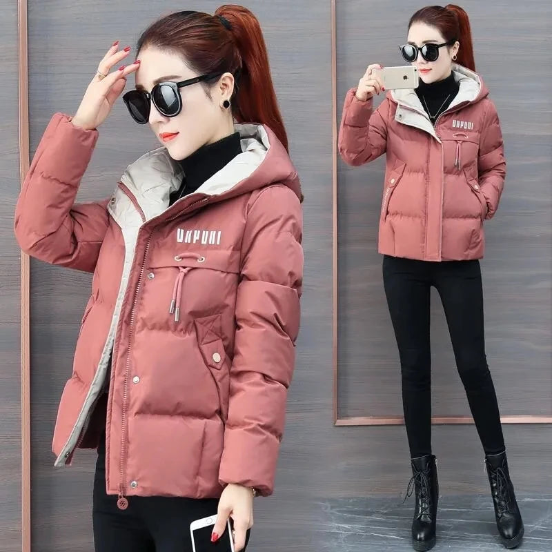 2023 New Cotton Women's Down Jacket Hooded Cardigan  Loose Solid Parkas Female Jacket Long Coat Slim Warm Outwear