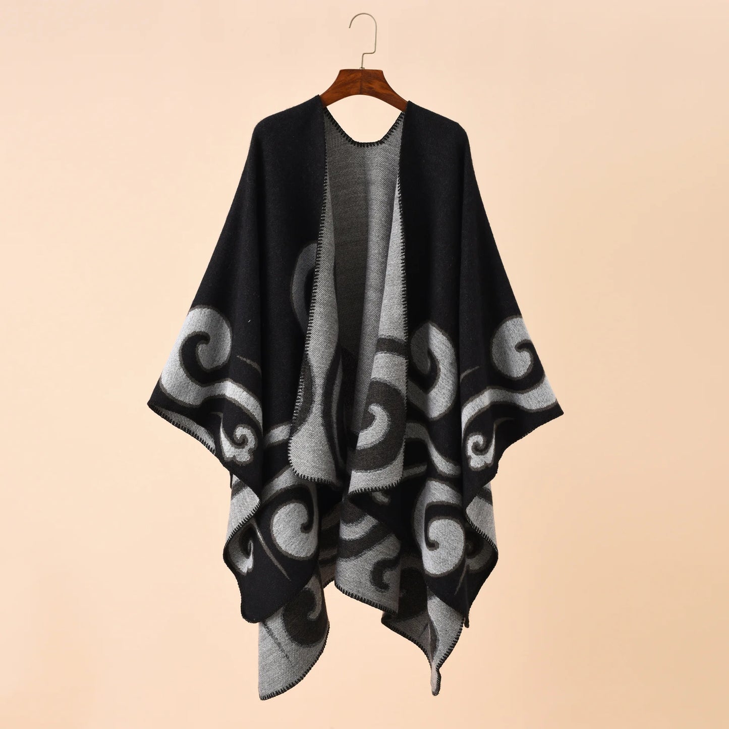 Ethnic Bohemian Geometric Shape Plus Size Imitation Cashmere Split Shawl Cloak Infinity Scarf Designer Scarf Women Luxury 2022