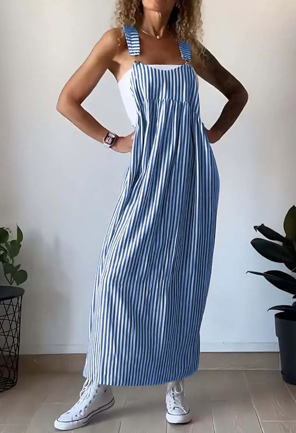 Summer Women Striped Overall Skirt