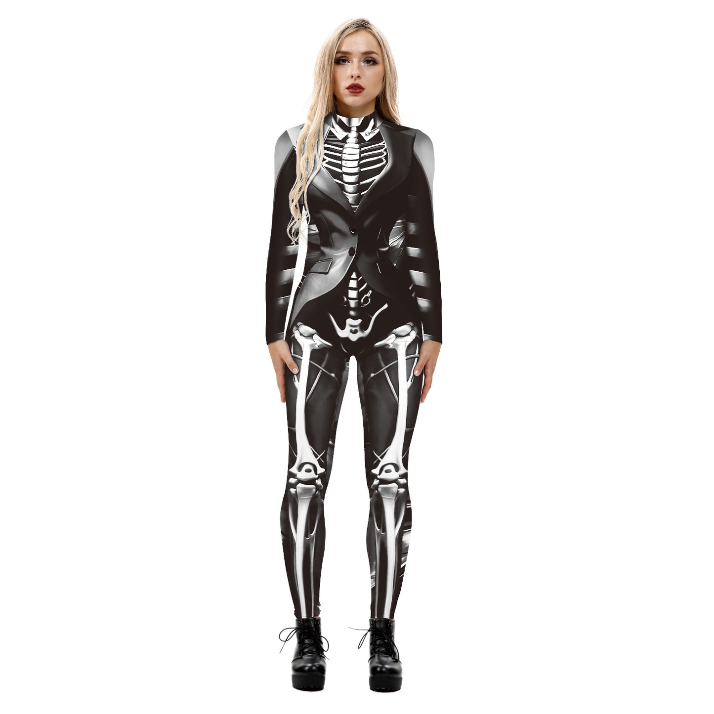 Halloween Digital Printing Armor Jumpsuit Performance Party Cosplay Clothes Long Sleeve Tights