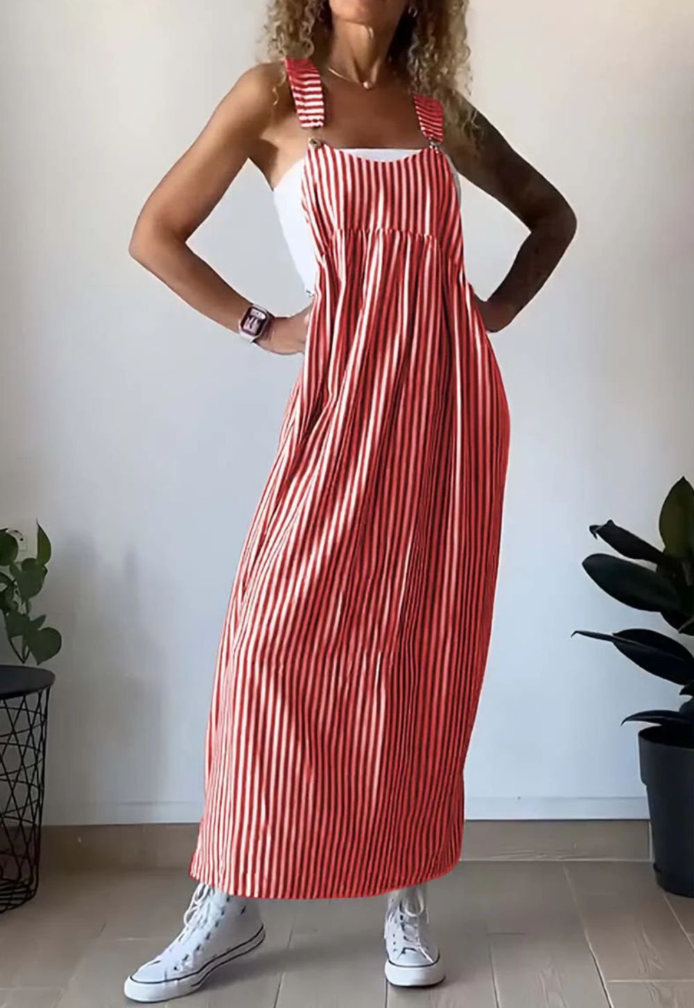 Summer Women Striped Overall Skirt