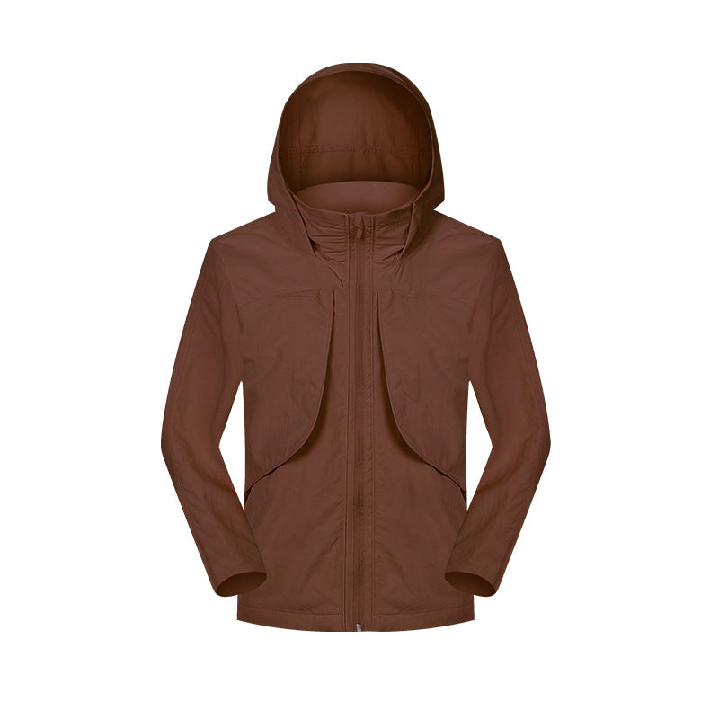 Gran marca mismo tejido a prueba de viento abrigo con capucha a prueba de lluvia mujeres SBS cremallera transpirable Chaqueta con funda suave otoño