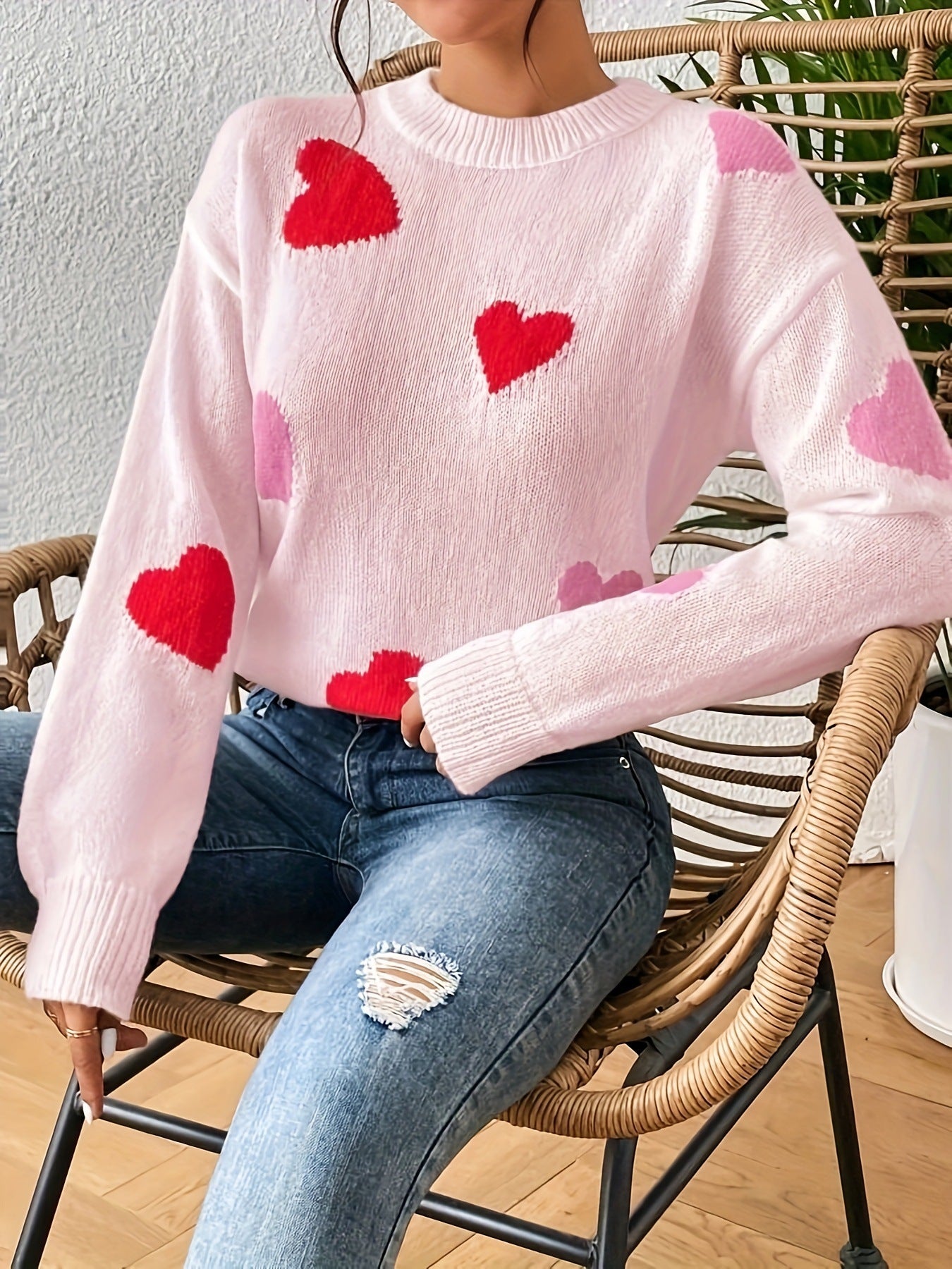 Suéter con estampado de amor para otoño e invierno