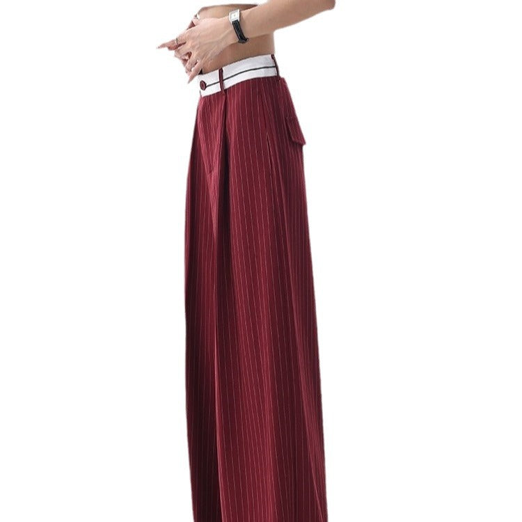 Striped Suit Pants Women's Thin Loose Wide-leg Pants