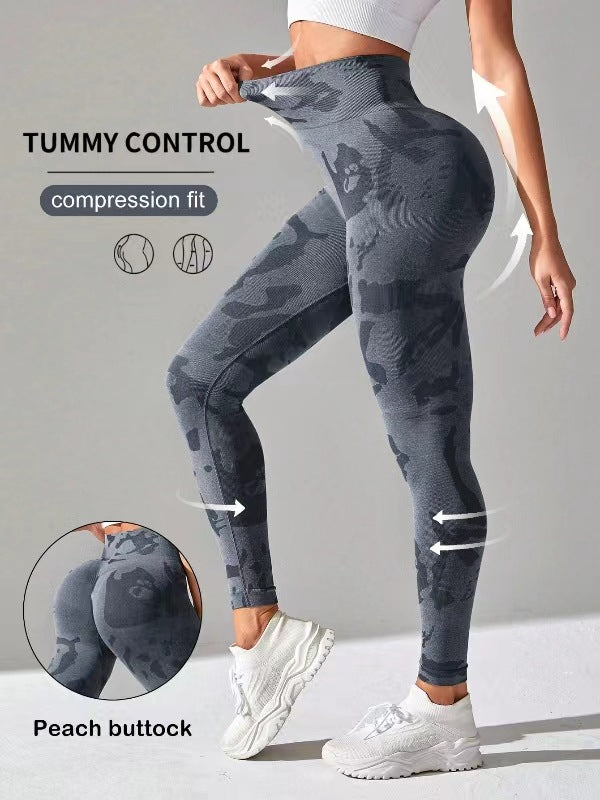 Pantalones de yoga de camuflaje para deportes al aire libre para mujeres