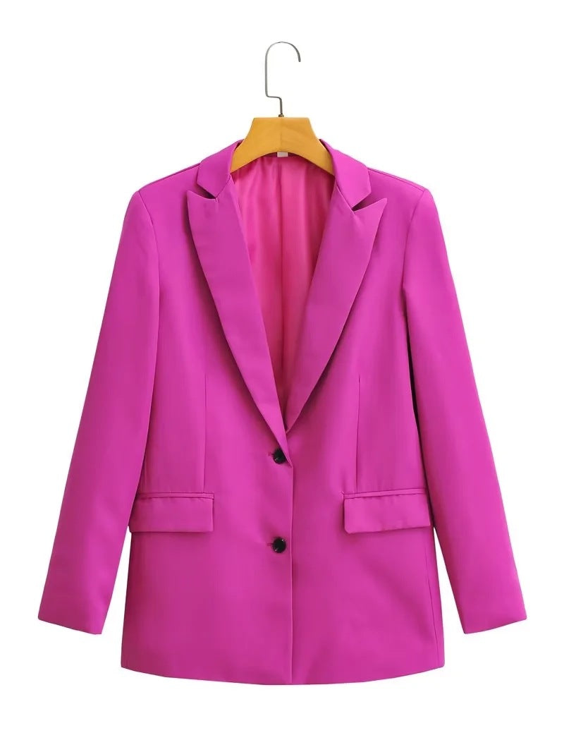 Automne Femme Vêtements Blazer Rouge Purement Rose