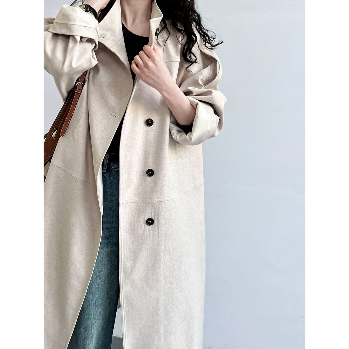 Worsted Draping Profile Elegant British Trench Coat Mid Length Women High Grade Sense Autumn Coat