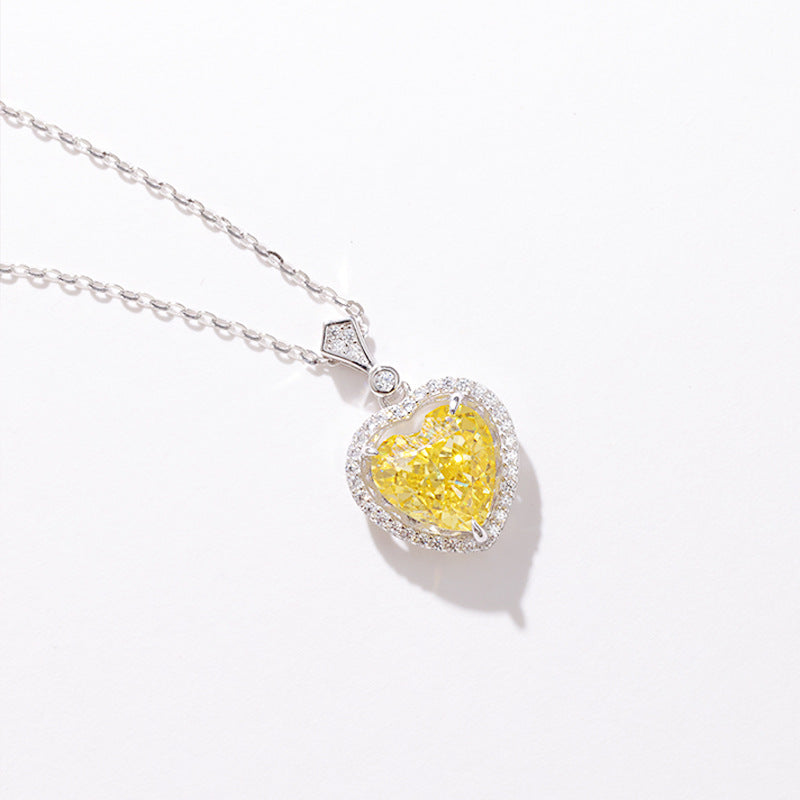 Collier en argent sterling et diamant jaune pour filles, nouveauté 2024