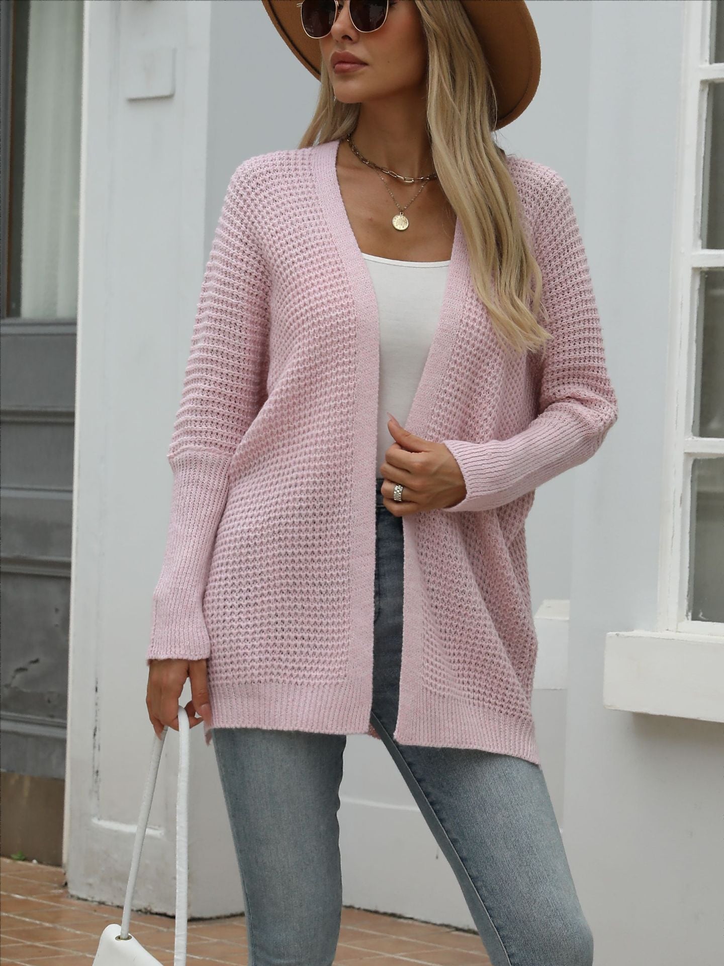 Femmes Tricots Automne Hiver Tricoté Cardigan Lâche Couleur Unie Pull Femmes