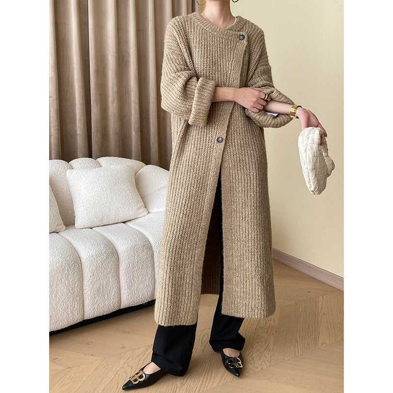 Avancé ralenti début automne lapin mouton cheveux combinaison épais tricoté Cardigan Baggy manteau Long