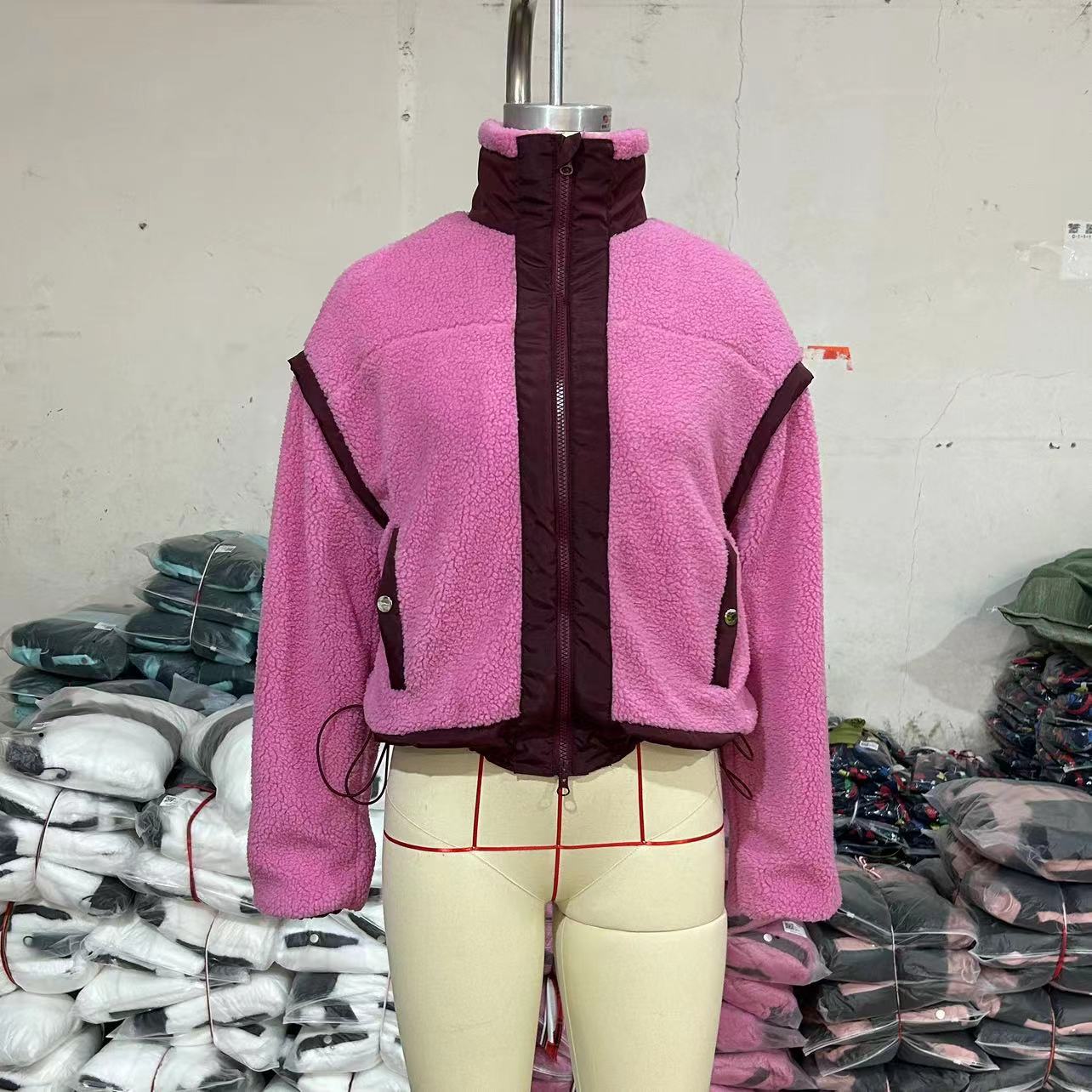 Stand Collar Fall Winter Jacket Coat Outdoor Lambswool Cardigan Zipper Coat