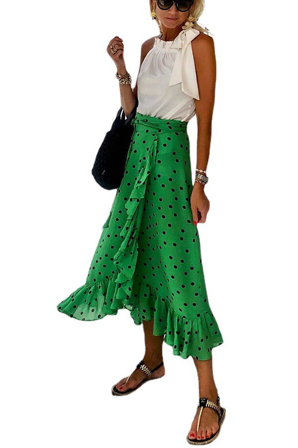 Women's Ruffled Mid-length Skirt