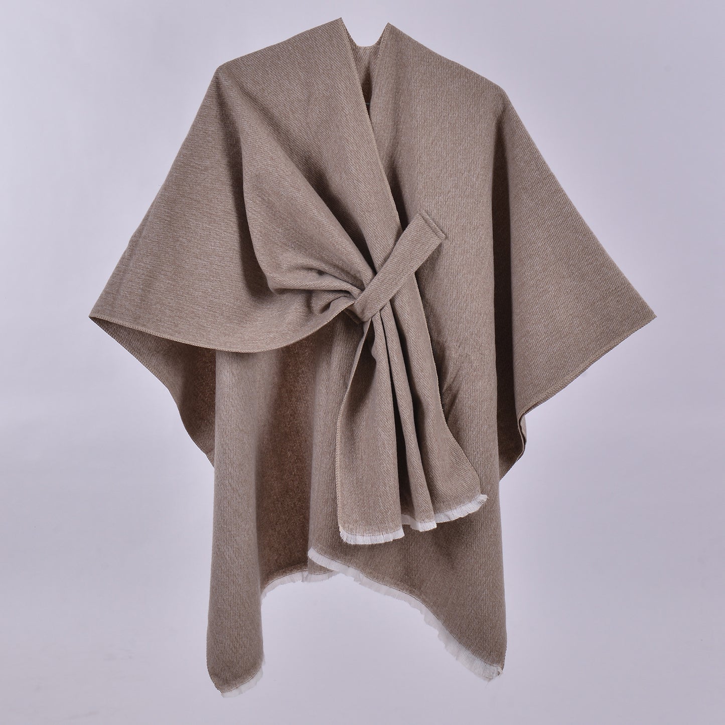 Women Autumn Winter Warm Cloak Simple Double Sided Solid Color Split Cashmere Like Outer Shawl