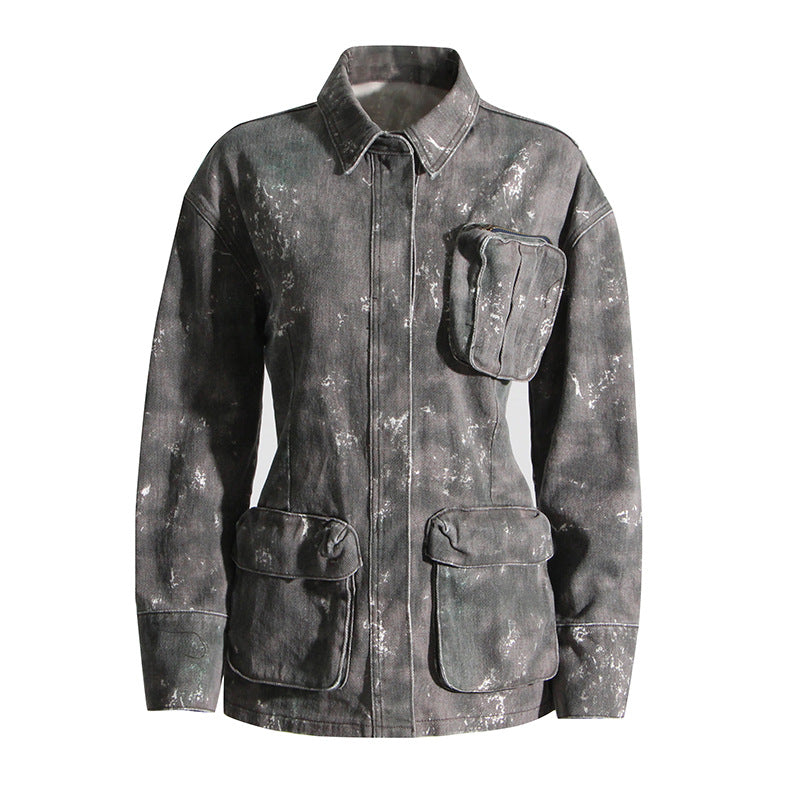 Veste Design de marque australienne, manteau de travail en trois dimensions avec fermeture éclair, poche décorative à la taille, Camouflage, vêtements de travail pour femmes