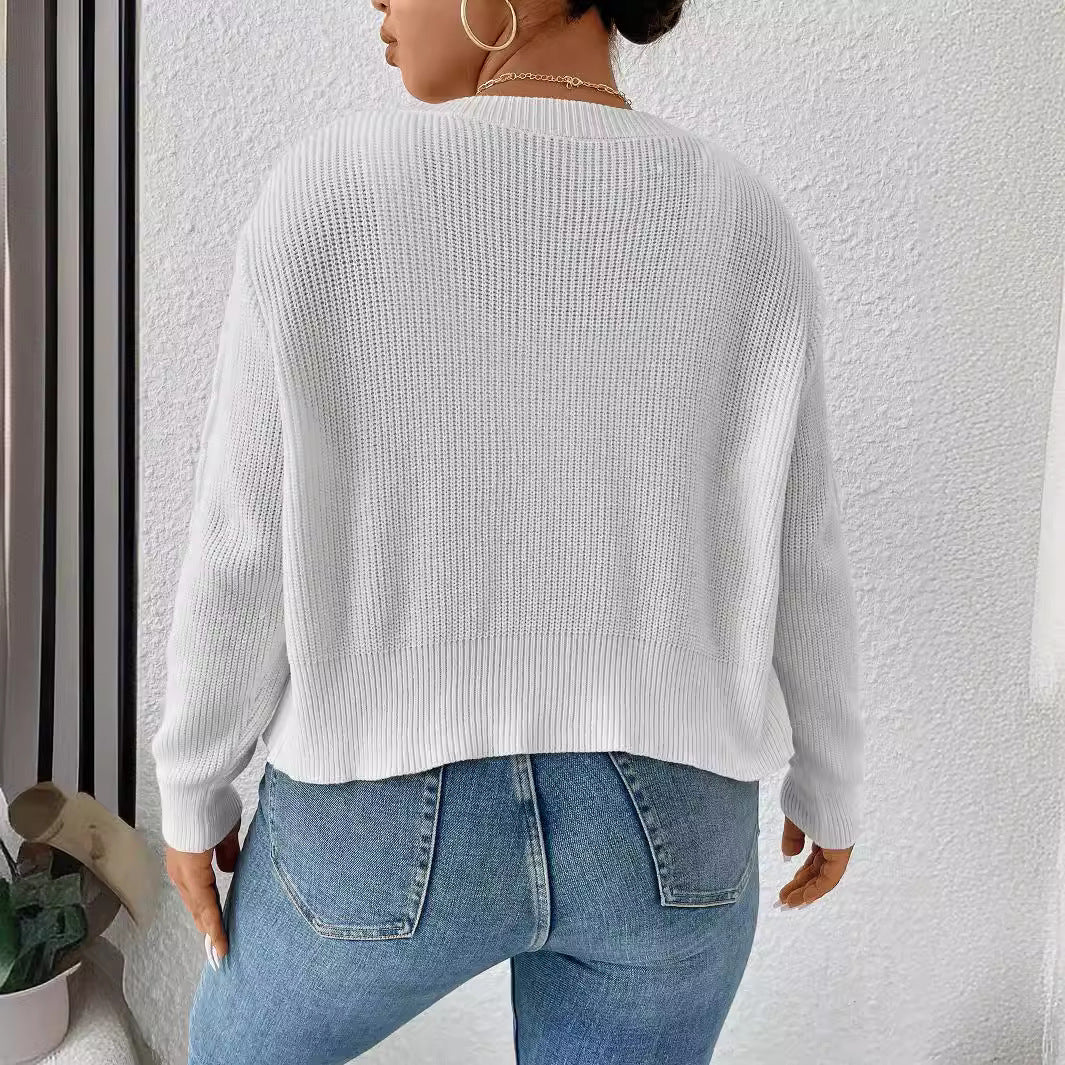 Sweater Coat Autumn Winter White Cardigan Women Buckle Free Knitted Coat