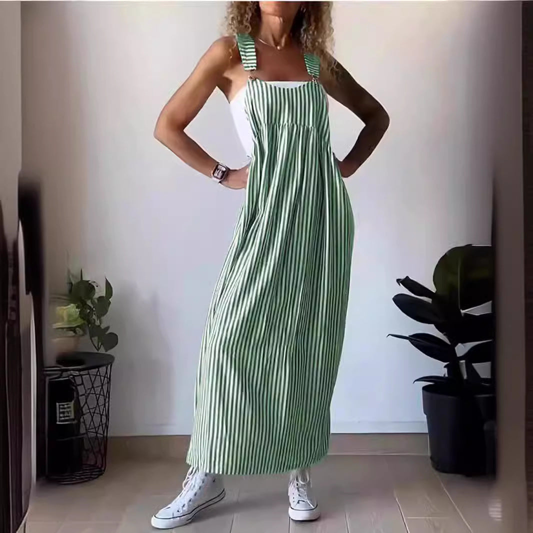 Summer Women Striped Overall Skirt