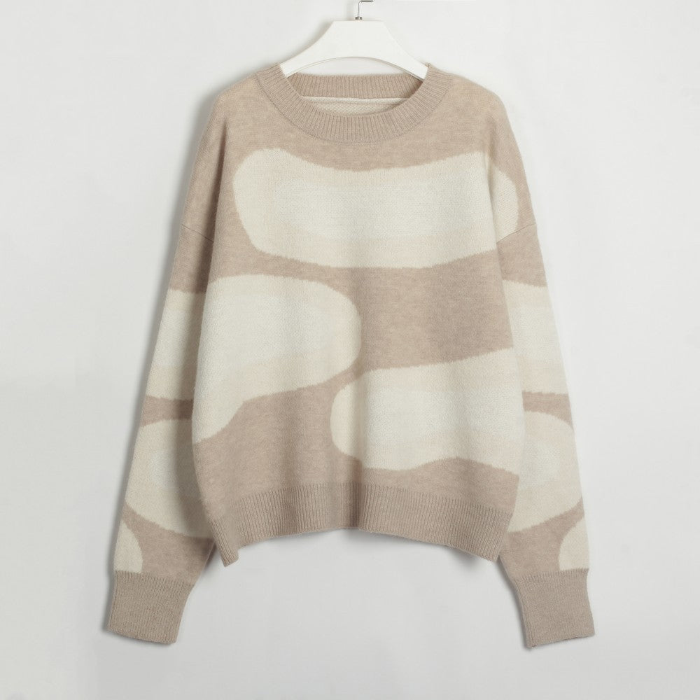 Pull nuage asymétrique irrégulier de couleur contrastée automne hiver