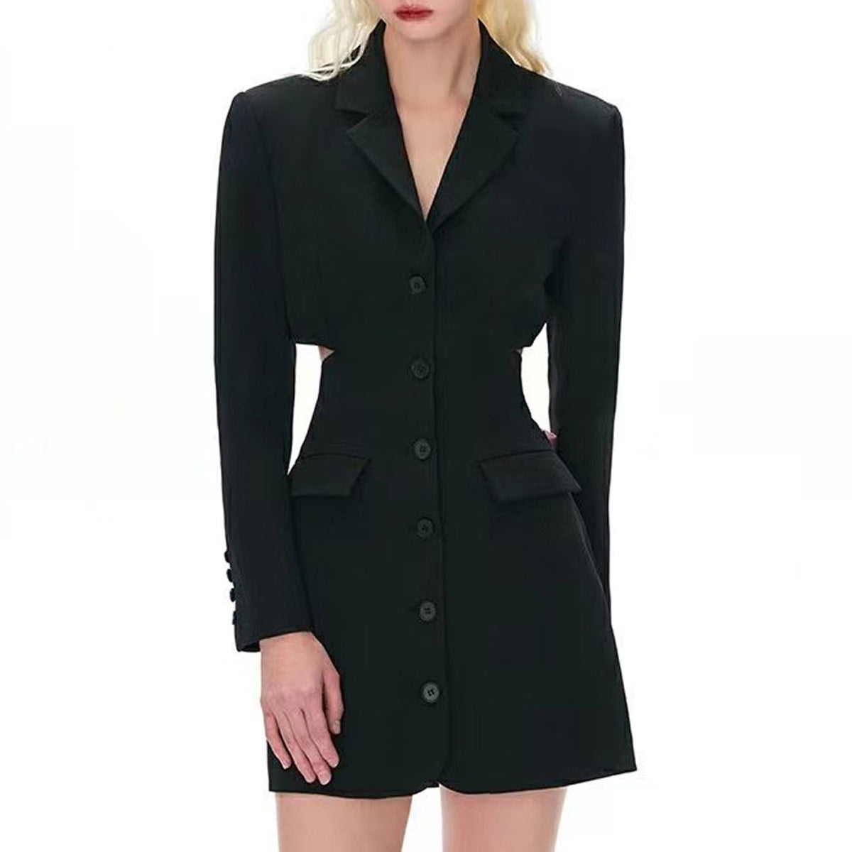 Primavera Otoño Avanzado Slim Recortado Traje Manga Larga Oficina Mujer Negocios Blazer Vestido