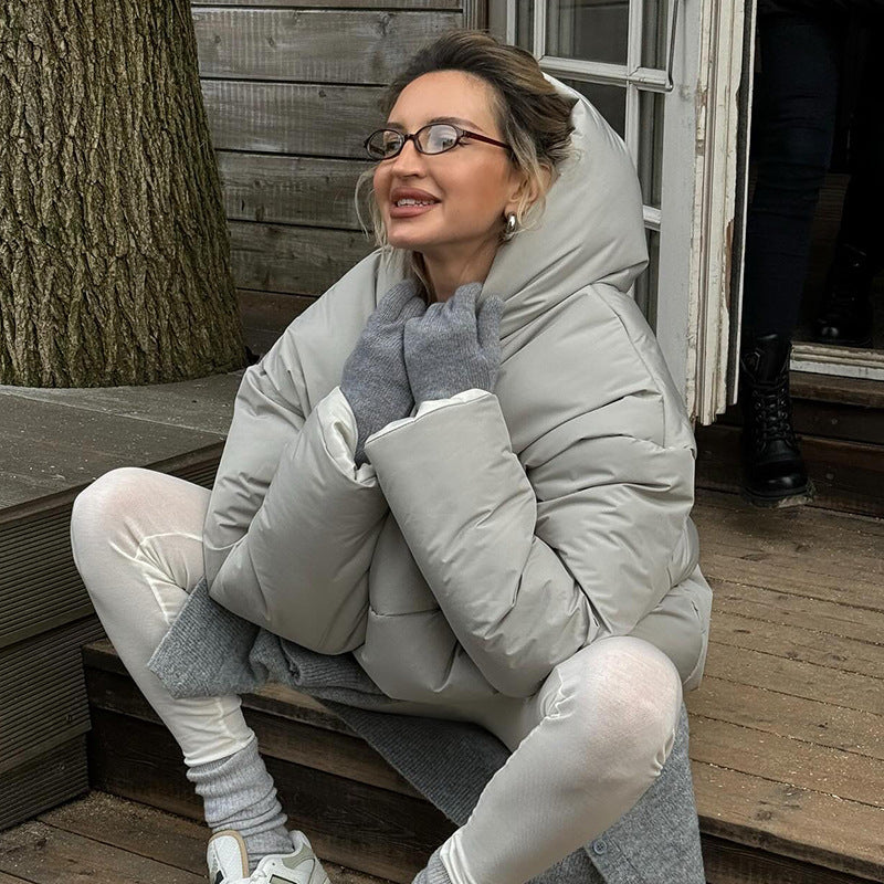 Manteau à capuche décontracté pour femme, design ample, manteau rembourré en coton