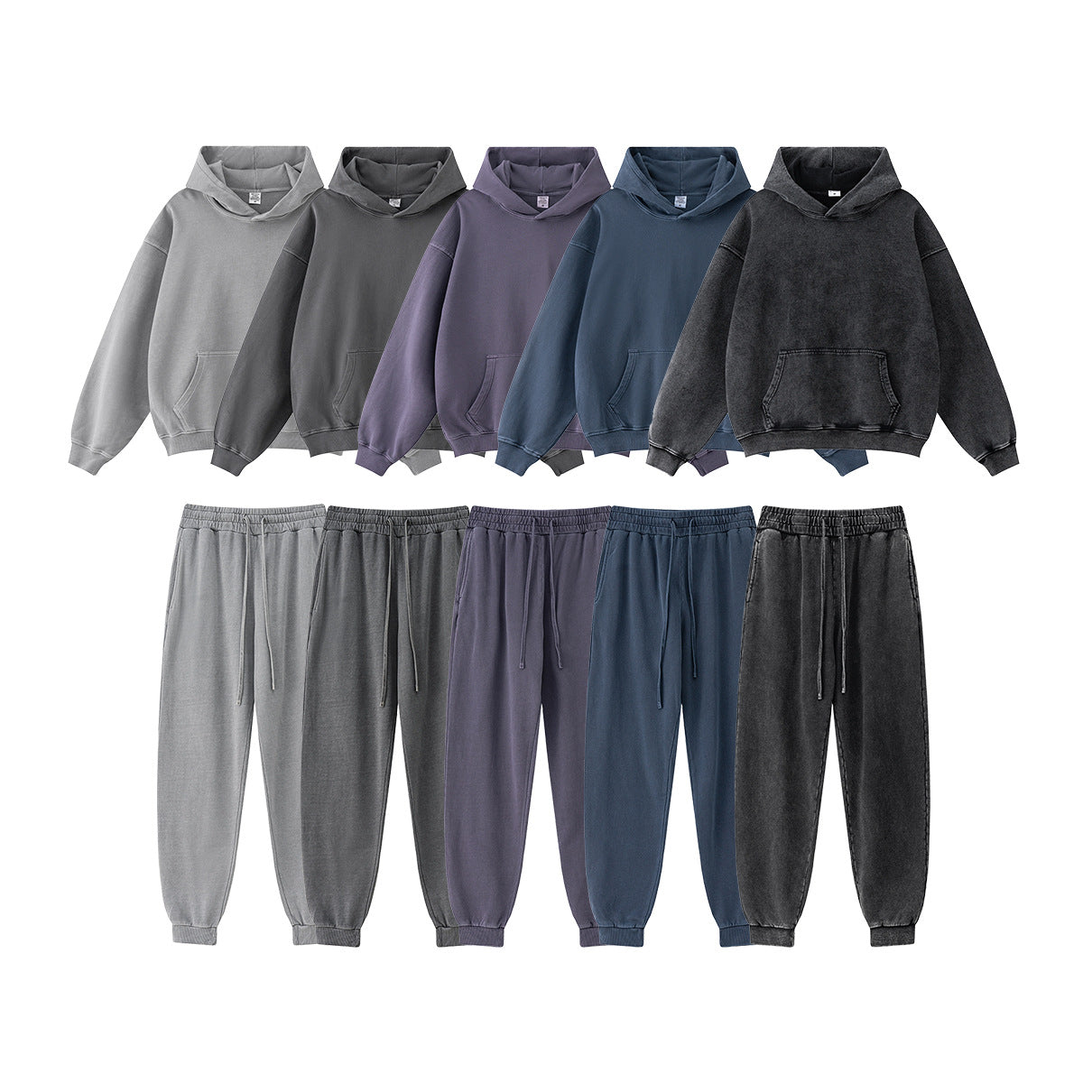 Pantalones deportivos de moda con sudadera lavada de felpa de 380 g de otoño para hombre