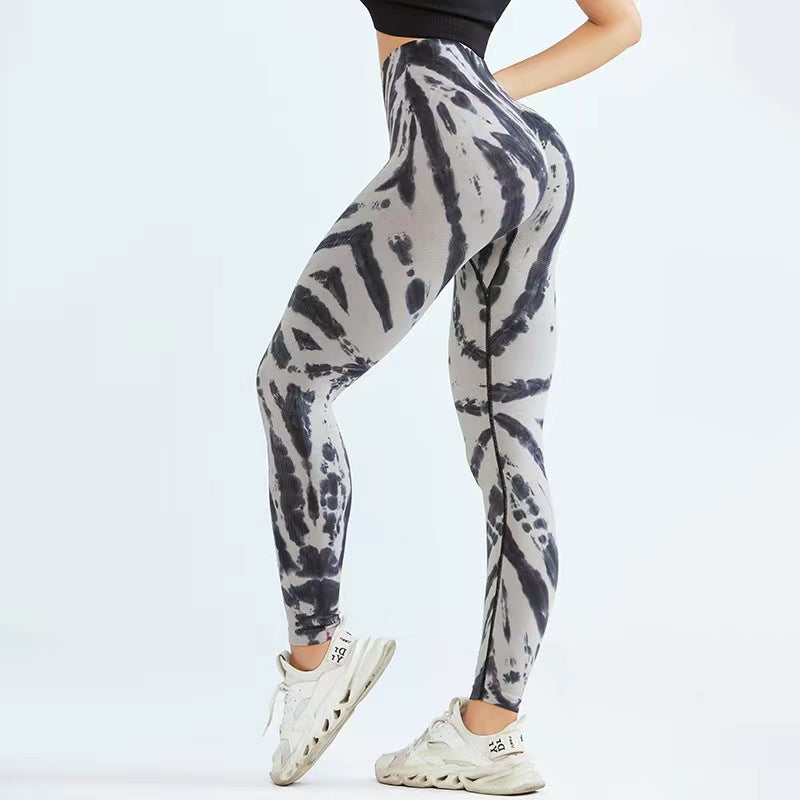 Pantalones de yoga con estampado tie-dye sin costuras para mujer