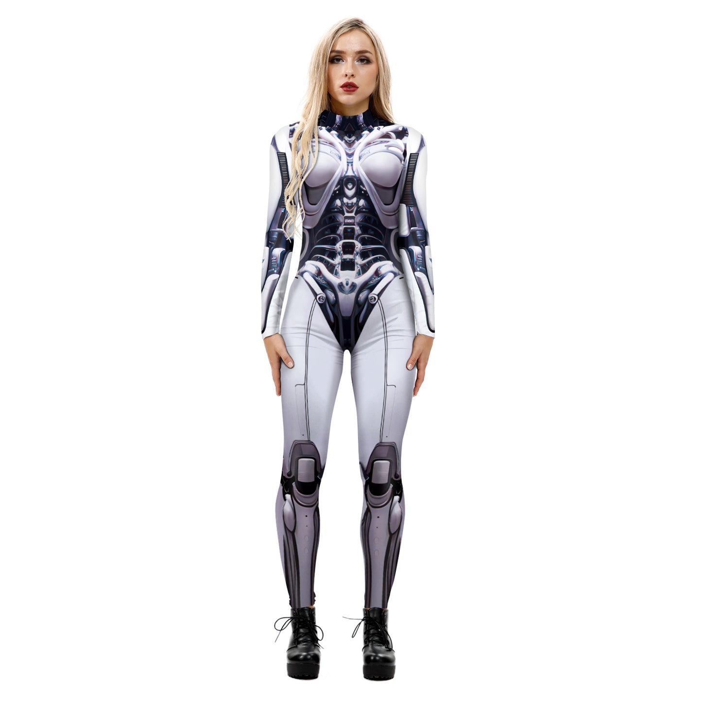 Halloween Digital Printing Armor Jumpsuit Performance Party Cosplay Clothes Long Sleeve Tights