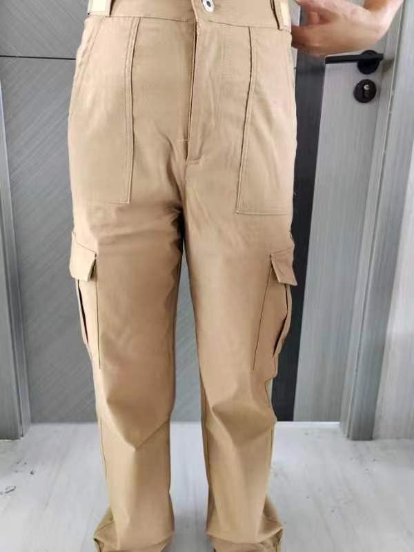 Pantalon décontracté taille haute élastique confortable pour femme