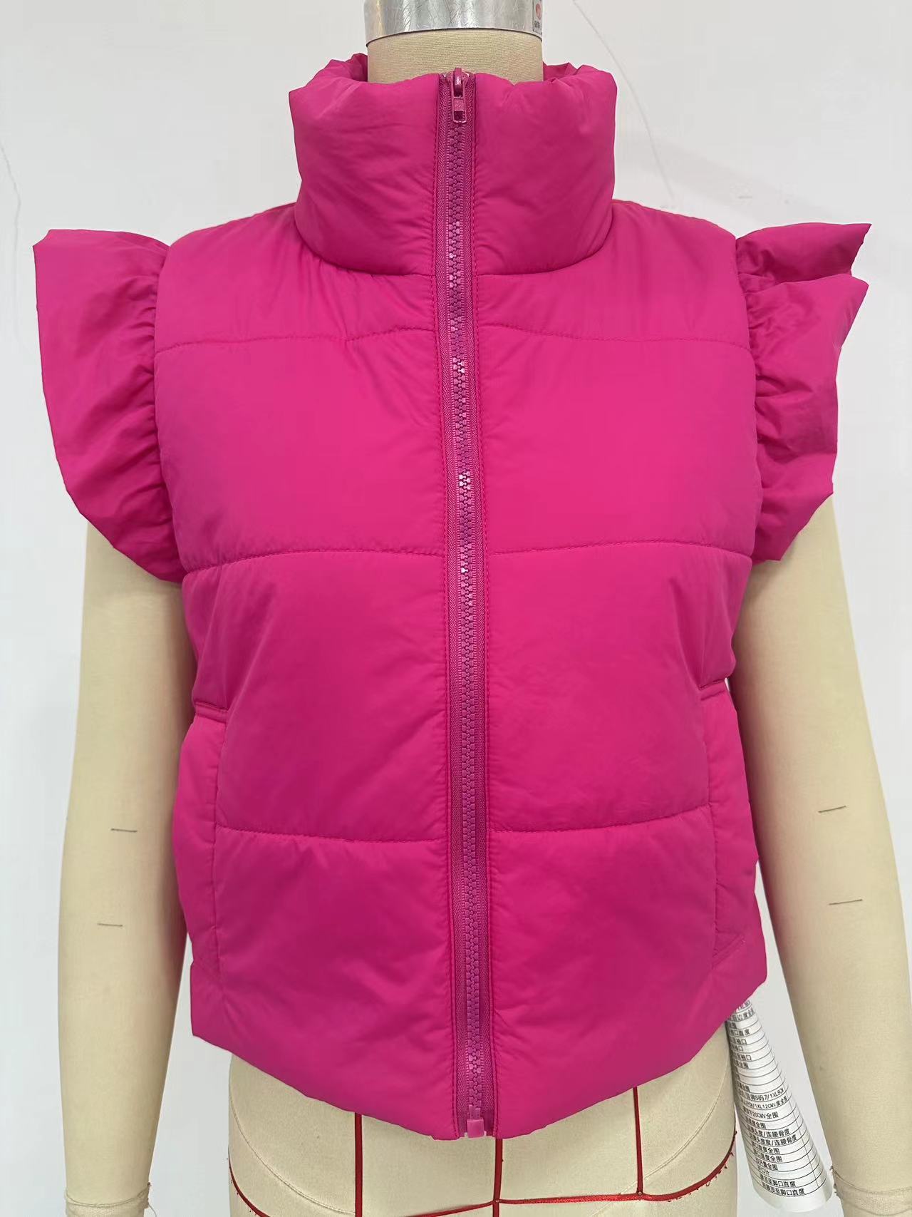 Women Clothing Winter Slim Sleeveless Stand-up Collar Thermal Waistcoat Cotton Padded Coat