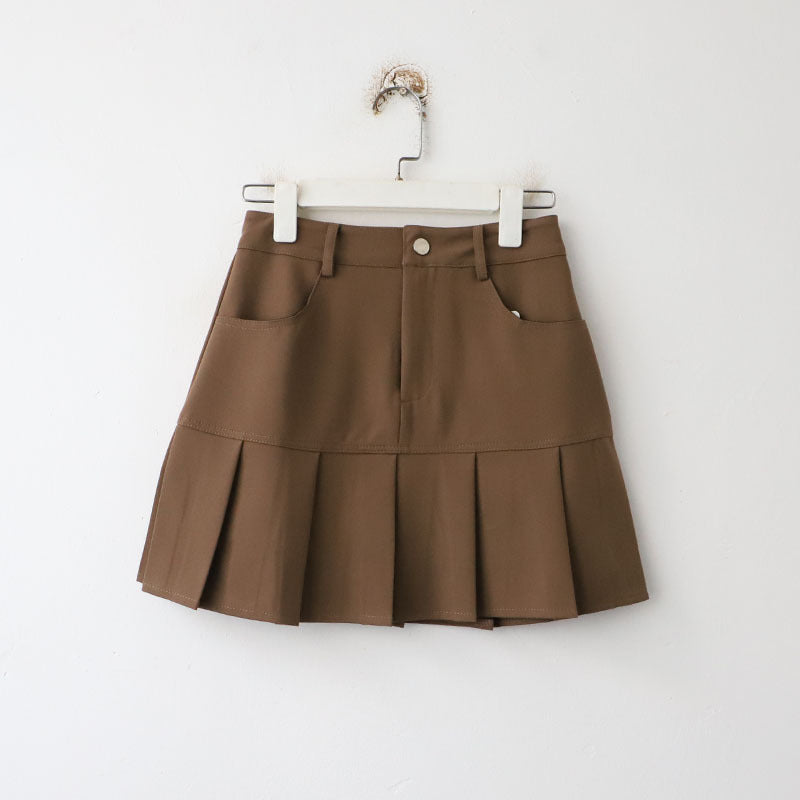 Upper Body Slimming A Line Skirt Early Autumn Korean Women Stitching Pleated Skirt