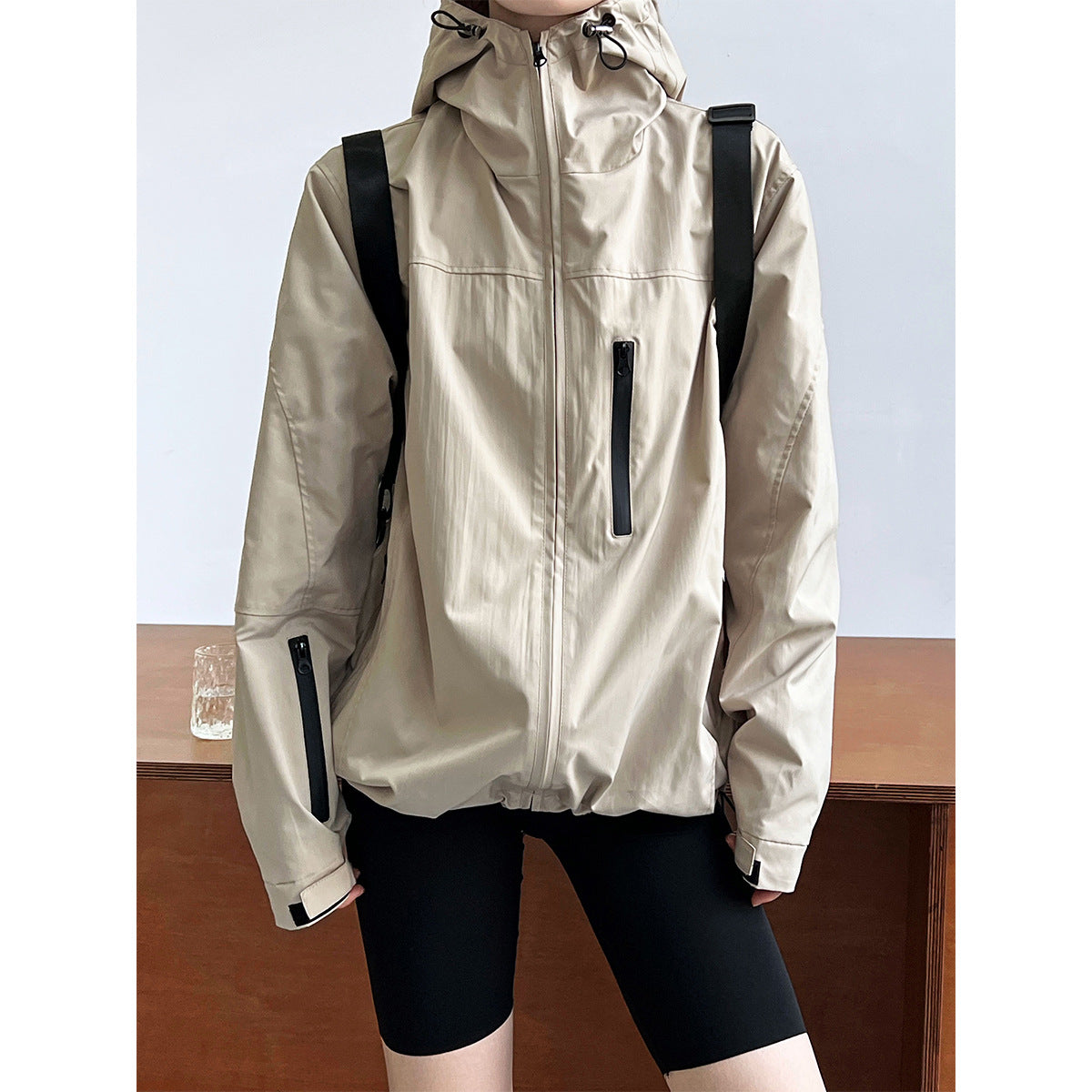 High Grade Hooded Outdoor Windproof Jacket Women Spring Autumn Mountaineering Jacket Workwear Jacket