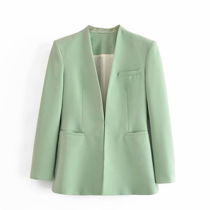 Summer Women Clothing Retro No Collared Blazer