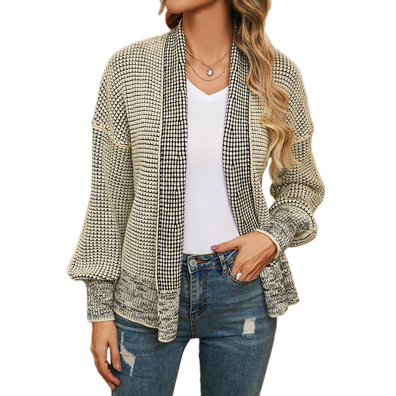 Automne hiver diamant à carreaux Cardigan pull femmes en chaud vêtements coupe large tricots femmes