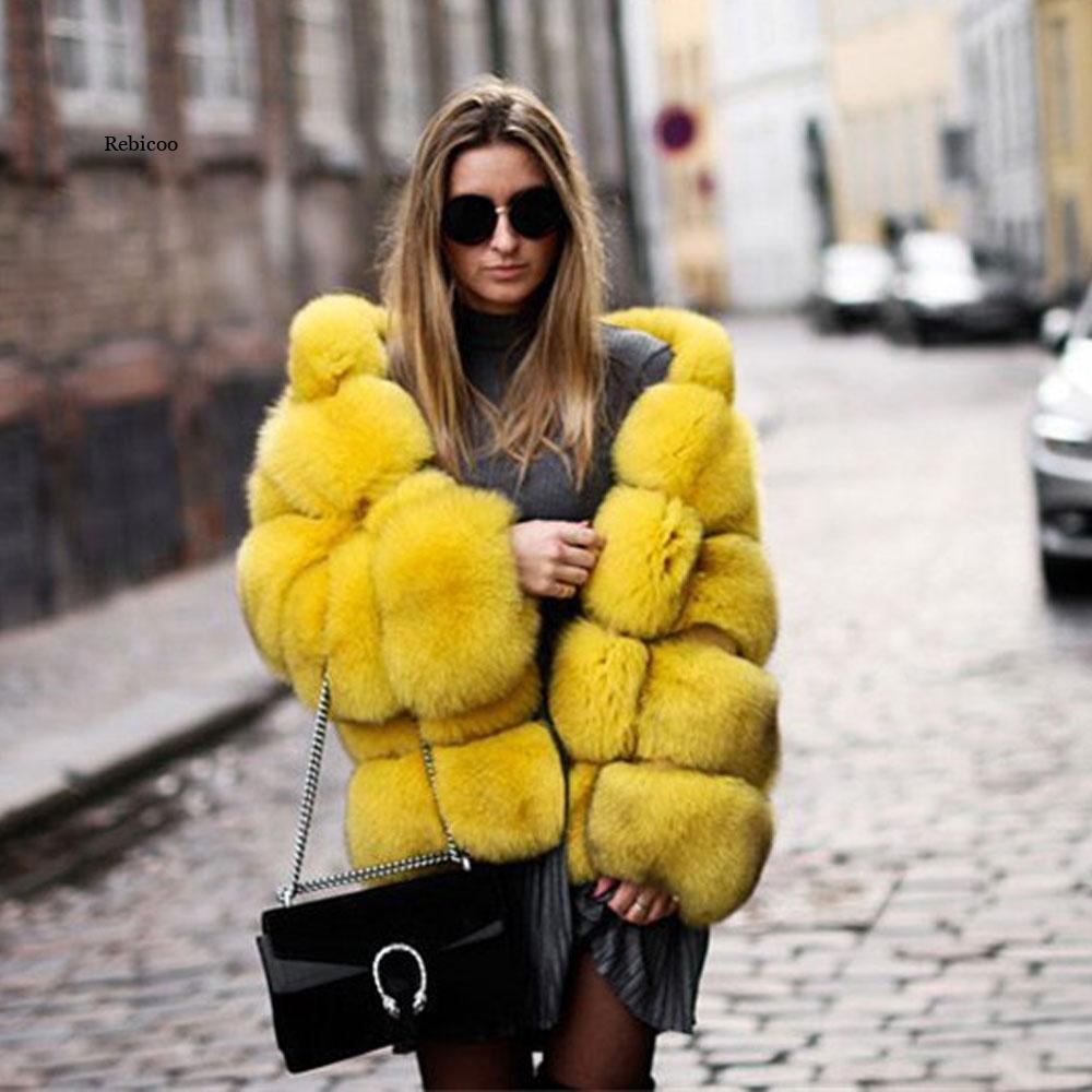 Abrigo de piel sintética de otoño e invierno para mujer, abrigo de piel de zorro ajustado de longitud media con capucha para mujer