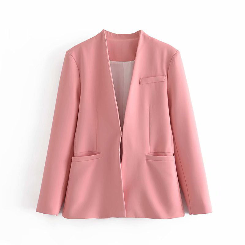 Summer Women Clothing Retro No Collared Blazer