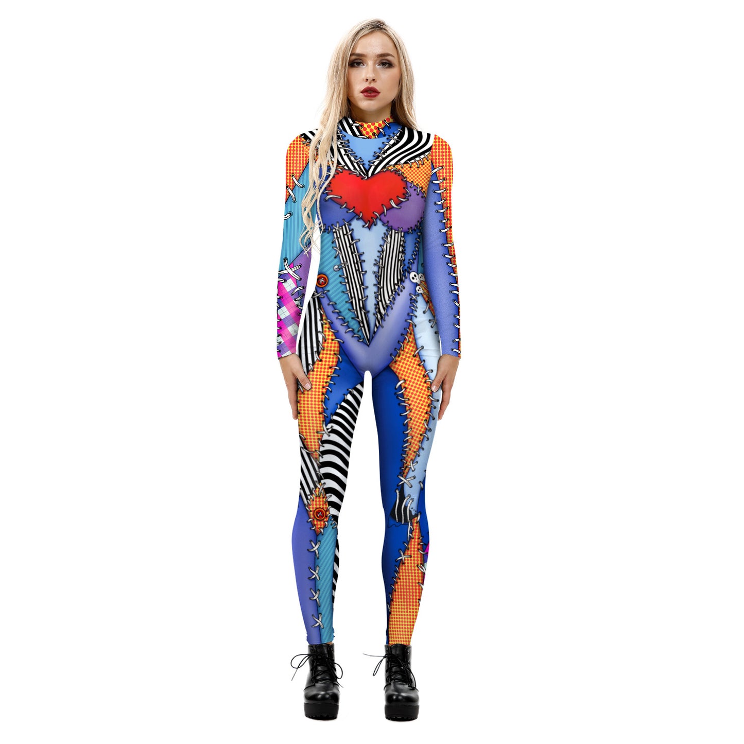 Halloween Digital Printing Armor Jumpsuit Performance Party Cosplay Clothes Long Sleeve Tights