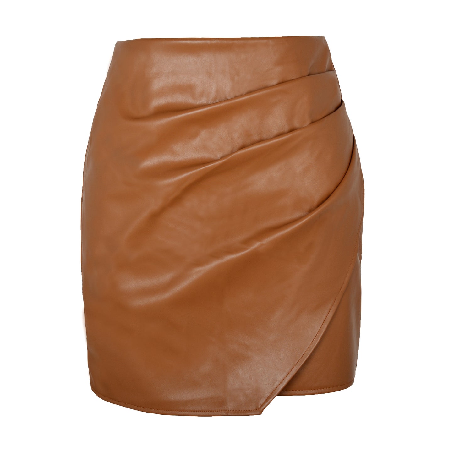 Jupe irrégulière en cuir PU taille haute pour femme