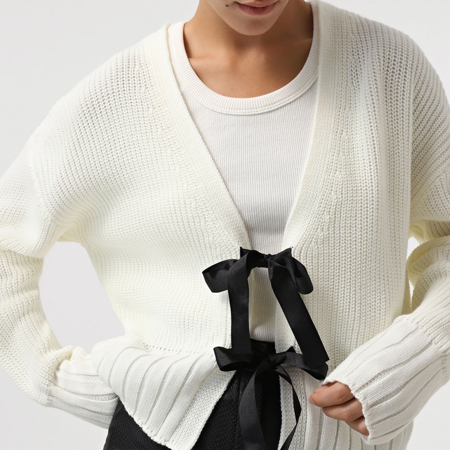 Cardigan pull à nœud français pour femme automne hiver