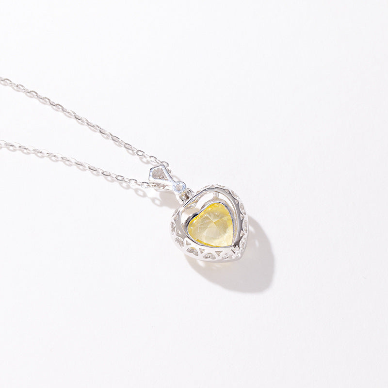 Collier en argent sterling et diamant jaune pour filles, nouveauté 2024