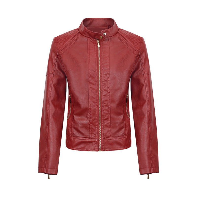 Veste en cuir synthétique pour femme, coupe slim, vêtements de moto, doublés en polaire, vêtements en cuir pour femme, automne hiver