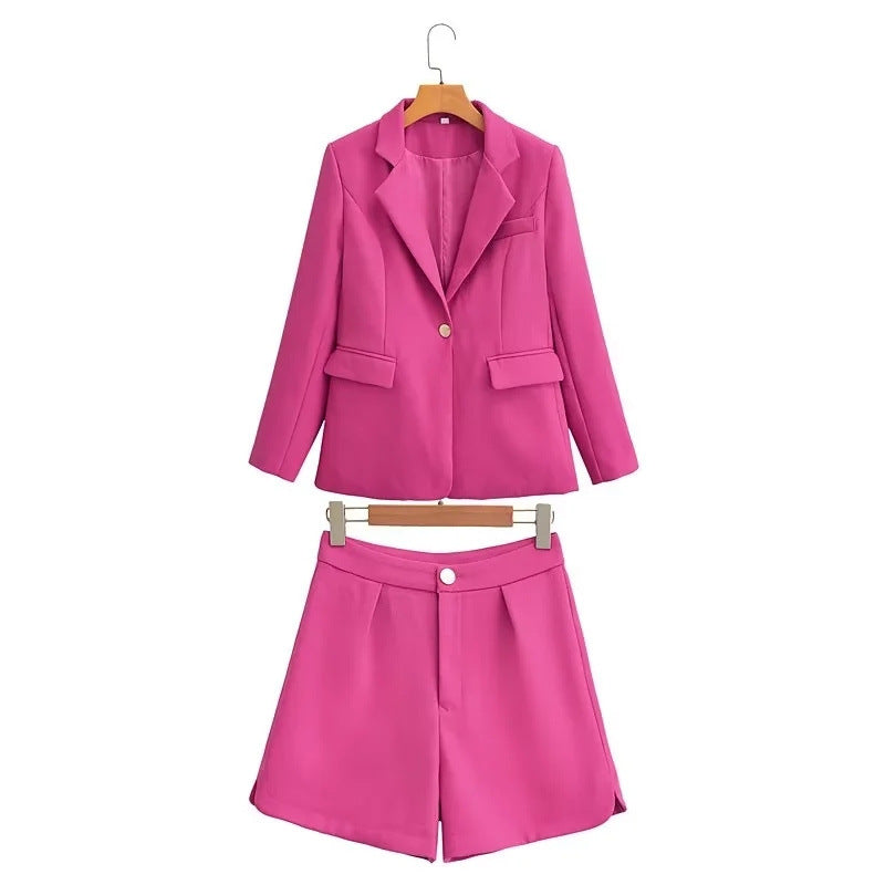 French Chanel Blazer Suit Set Shorts Two Piece Elegant Women Clothing Autumn Solid Color Casual Small Set