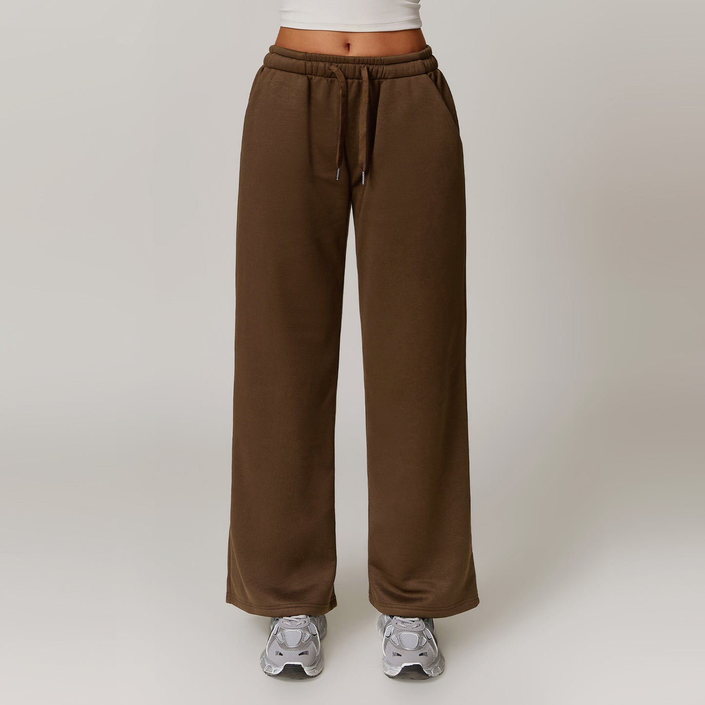 Pantalon de survêtement ample pour femme, pantalon droit, chaud, décontracté, pour l'extérieur, assorti, pour le sport, automne et hiver