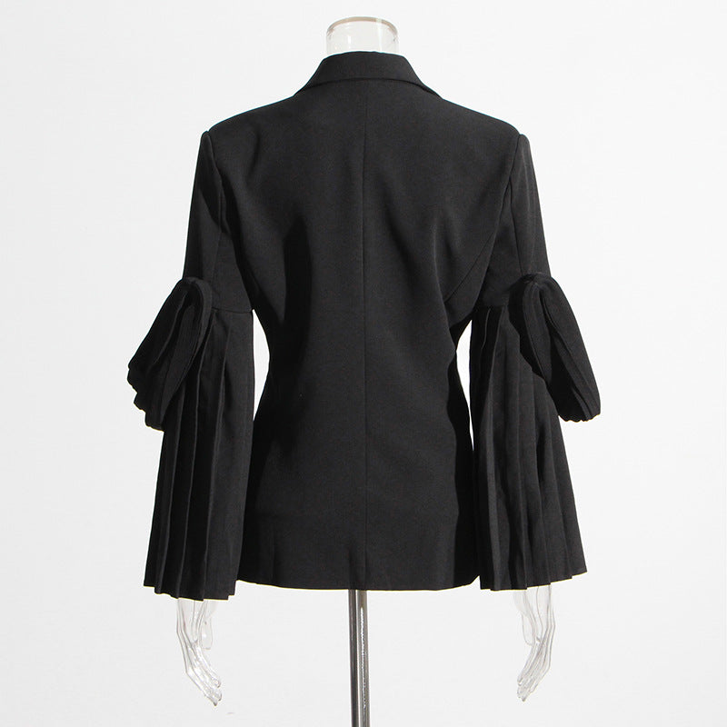 Manteau blazer à volants et coutures de Hong Kong, Design de Niche d'automne rétro