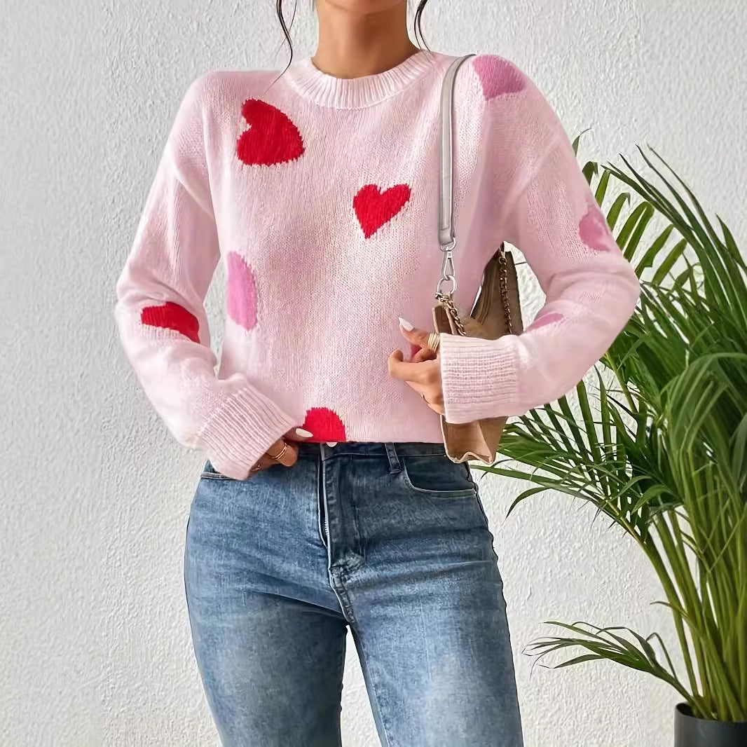 Suéter con estampado de amor para otoño e invierno