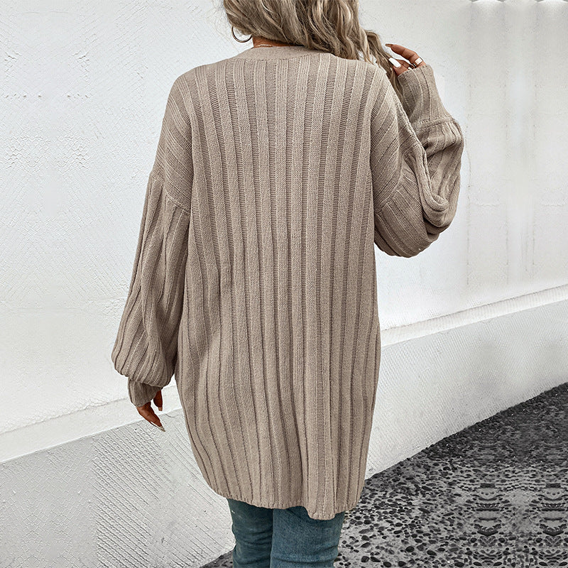 Otoño Invierno Mujer Ropa Manga Larga Color Sólido Cardigan Suéter