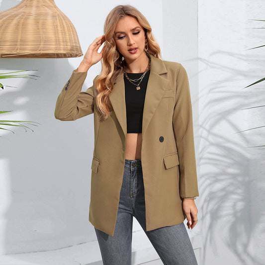 Vêtements pour femmes, col Polo, Blazer mi-long, manteau à manches longues