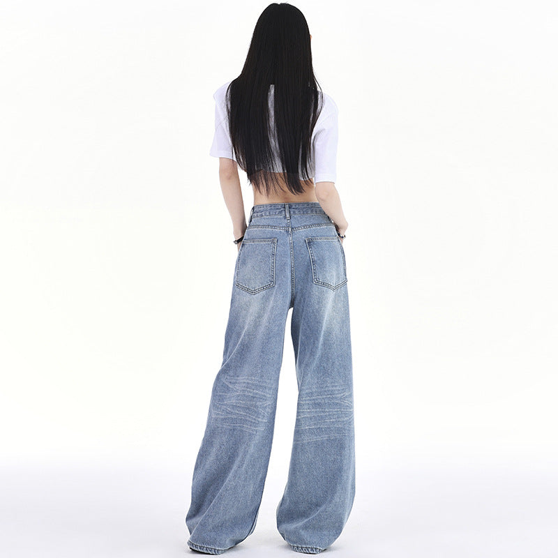 Wash Loose Slimming Drooping Straight Low Waist Mop Pants