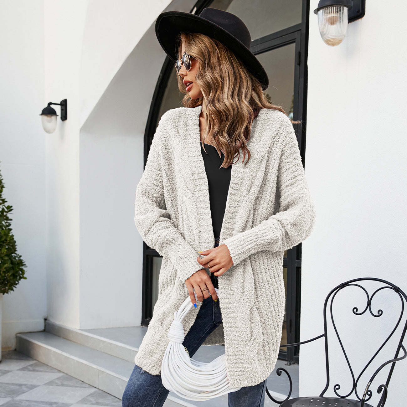 Winter Women Clothing V neck Twist Cardigan Thick Needle Sweater Coat Women