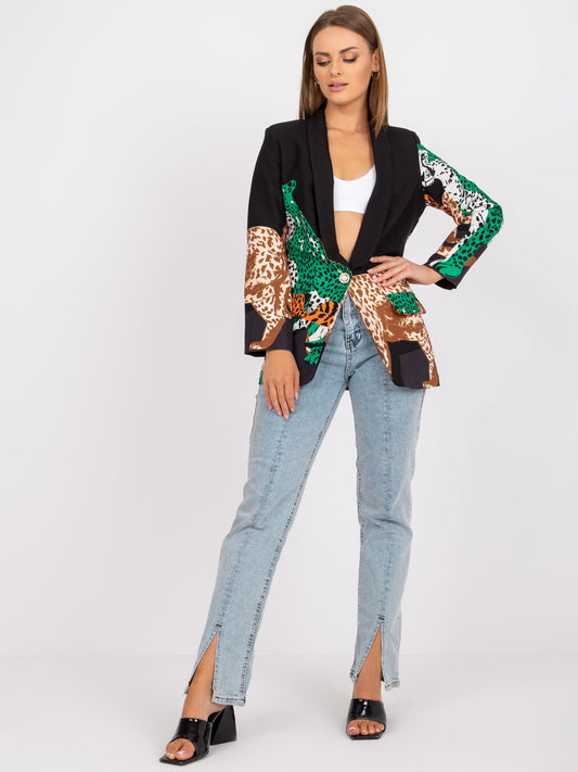 Vêtements pour femmes Veste décontractée Imprimé léopard Couleur contrastée Coupe ajustée Blazer long Haut