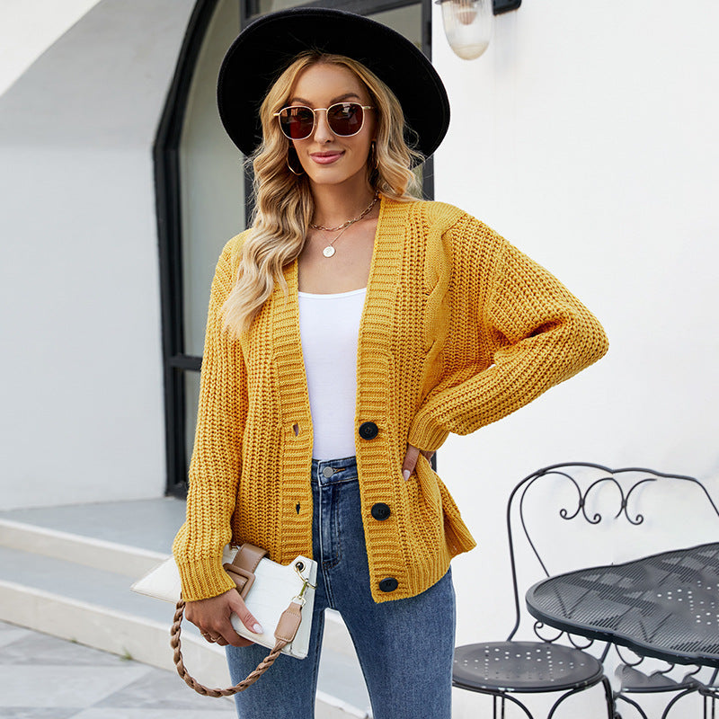 Thick Thread Cable Knit Sweater Autumn Winter Button Sweater Women Cardigan Coat