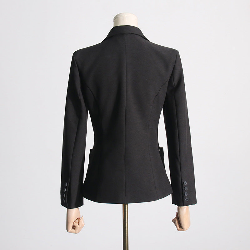 Elegant Casual Small for Women Spring V neck Long Sleeve Small Black Coat